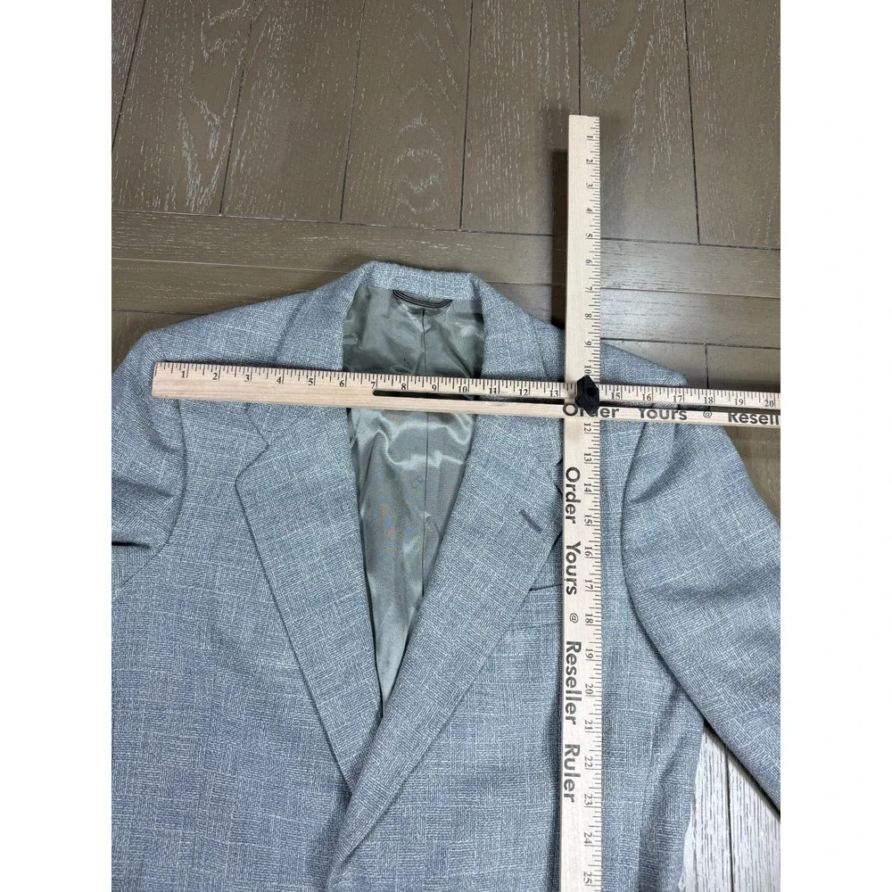 Vtg Christian Dior Blazer Men Light Blue 40R Textured Weave Two Button Jacket